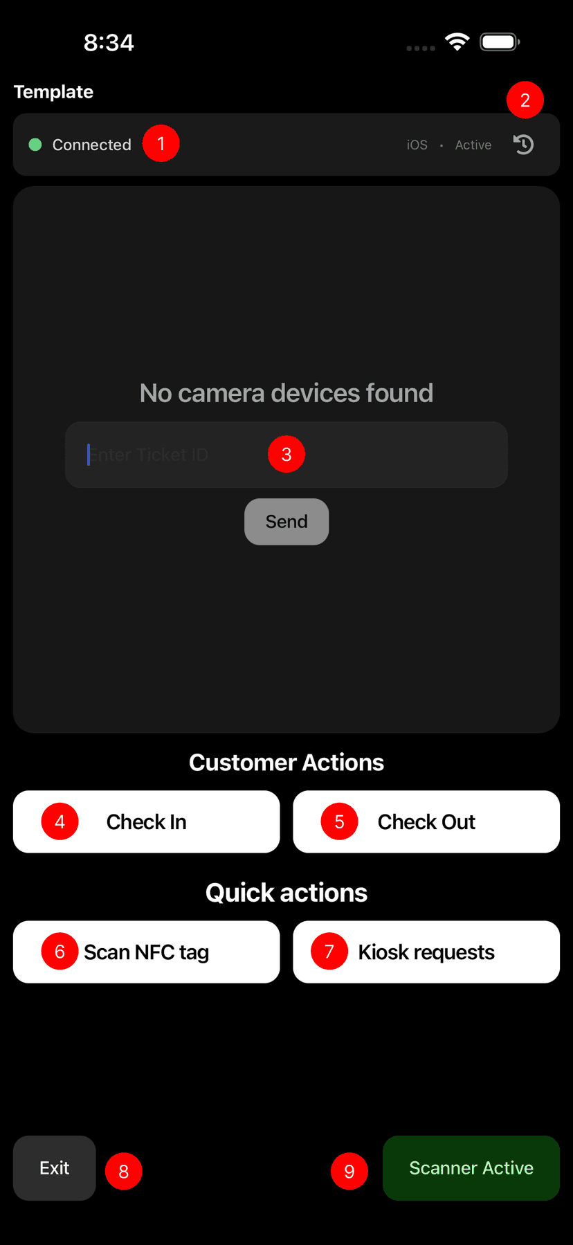Staff App Interface - Check In